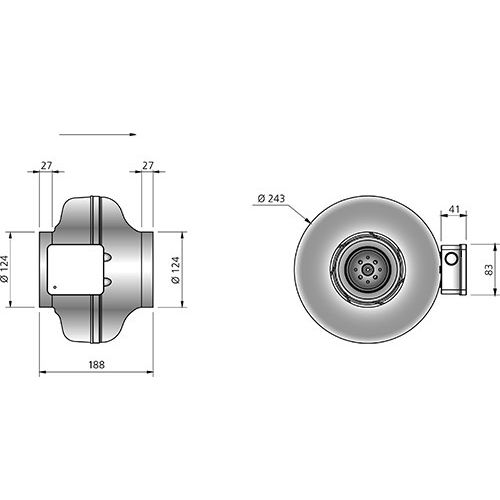 Kanavapuhallin Östberg CK 125 C mitat