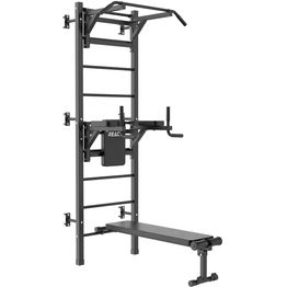 Puolapuut/kuntotorni React, sis. leuanvetotanko, dip-teline ja penkki, Metallinen Musta