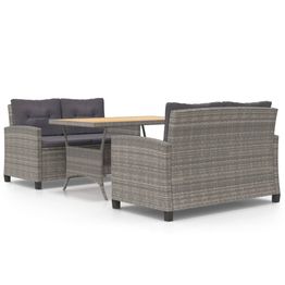 Puutarhan ruokailuryhmä 3-osainen tyynyillä polyrottinki (95248)