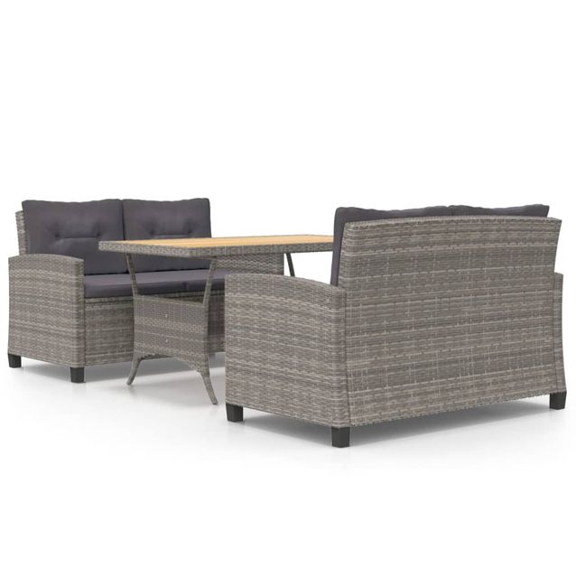 Puutarhan ruokailuryhmä 3-osainen tyynyillä polyrottinki (95248)