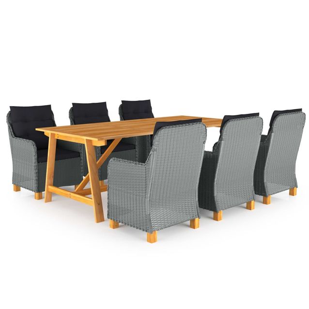 Puutarhan ruokailuryhmä akasiapuu, 7 osaa, eri värejä