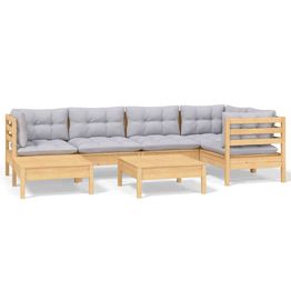 Puutarhan sohvasarja 7-osainen harmaat tyynyt täysi mänty (96543)