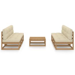 Puutarhan sohvasarja, 7-osainen täysi mänty, tyynyillä tai ilman, eri värejä (09878)