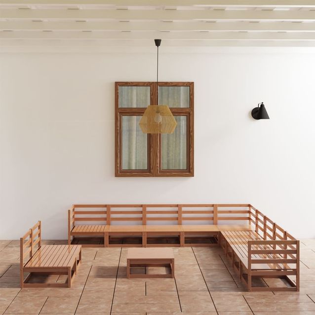 Puutarhan sohvasarja hunajanruskea, mänty, 12 osaa