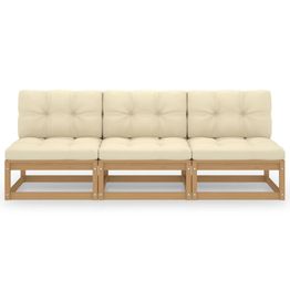 Puutarhasohva 3-istuttava tyynyillä täysi mänty (76352)