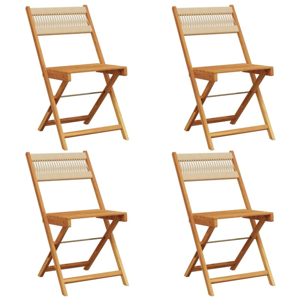 Puutarhatuolit taitettavat 4 kpl beige täysi akasiapuu (14607)