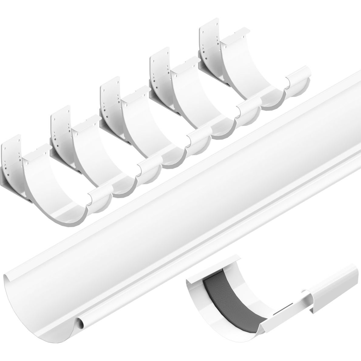 Pyöreä rännipaketti Weckman P13 4,0 m säädettävällä kannakkeella valkoinen RR20