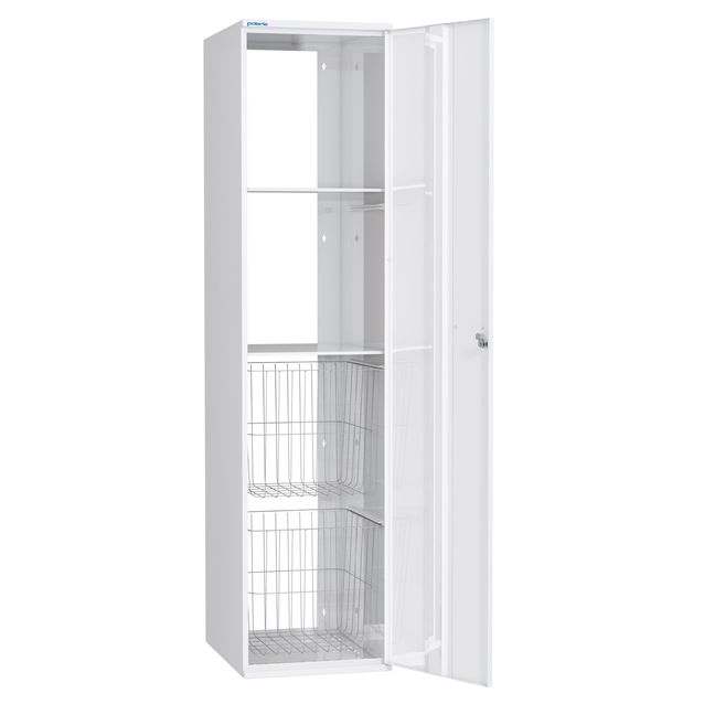 Pyykkikaappi Polaria 300x1700x530 mm oikeakätinen sylinterilukko 2 koria + 2 hyllyä