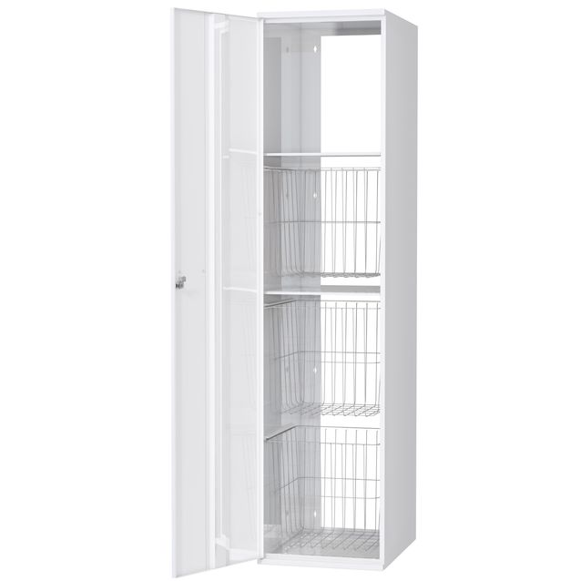 Pyykkikaappi Polaria 300x1700x530 mm vasenkätinen sylinterilukko 3 koria + 2 hyllyä