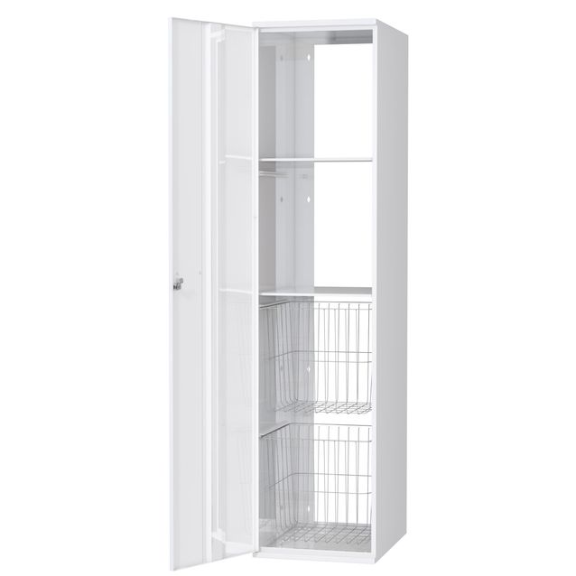 Pyykkikaappi Polaria 400x1700x530 mm vasenkätinen sylinterilukko 2 koria + 2 hyllyä