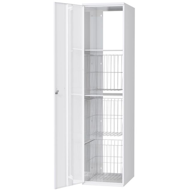 Pyykkikaappi Polaria 400x1700x530 mm vasenkätinen sylinterilukko 3 koria + 2 hyllyä