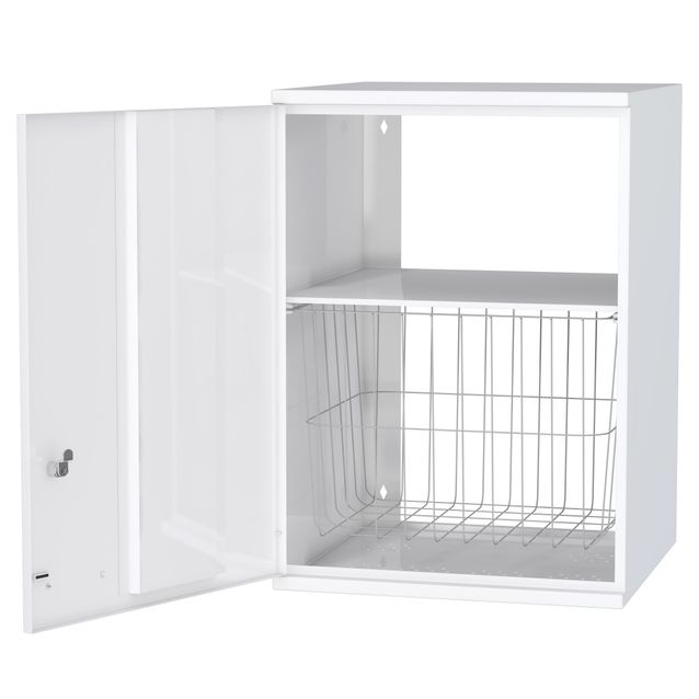 Pyykkikaappi Polaria 500x700x350 mm vasenkätinen sylinterilukko hylly + kori