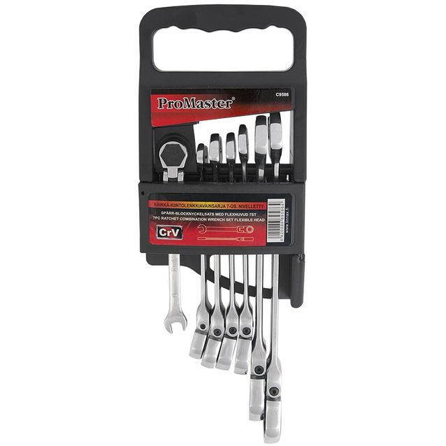 Räikkä-kiintolenkkiavainsarja ProMaster 7-osainen nivelletty