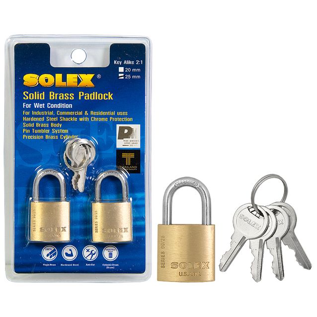 Munalukko Solex 30 mm messinki 2 kpl