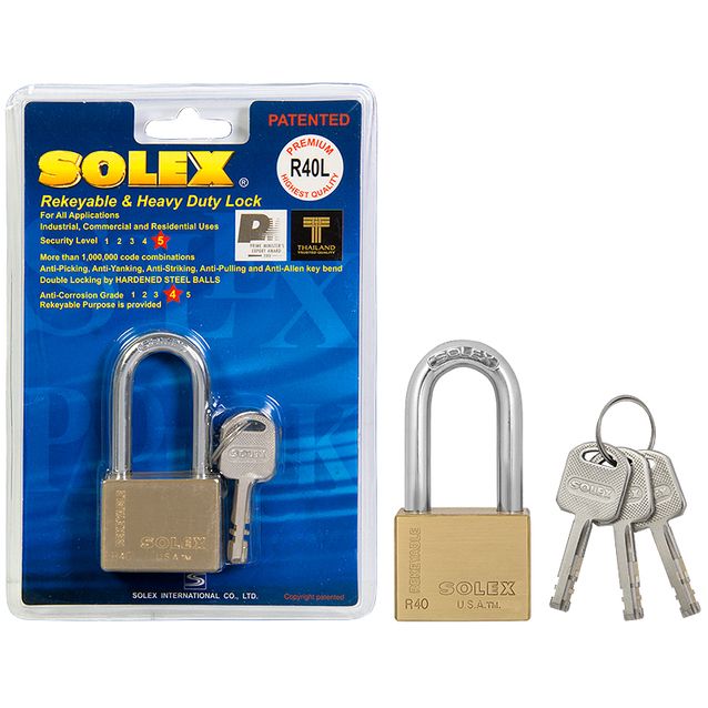 Munalukko Solex 40 mm HD messinki pitkä