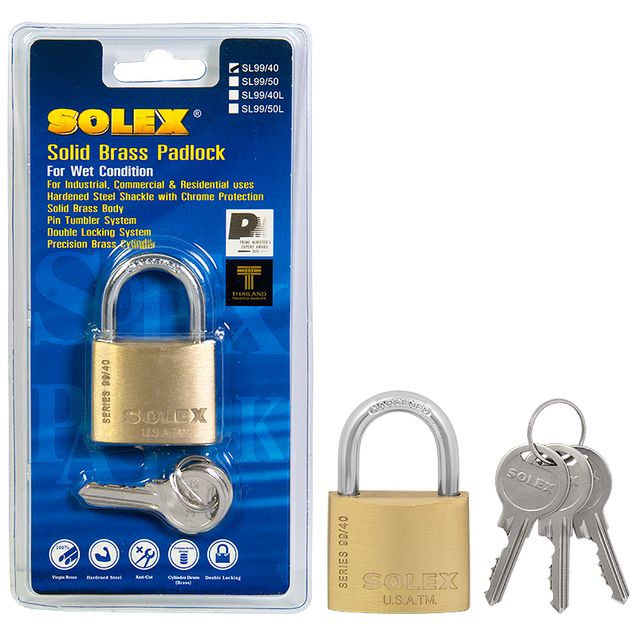 Munalukko Solex 40 mm messinki