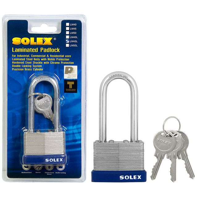 Munalukko Solex 45 mm laminoitu pitkä