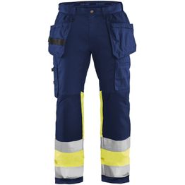 Riipputaskuhousut Blåkläder 1558 Highvis Stretch sininen/huomiokeltainen