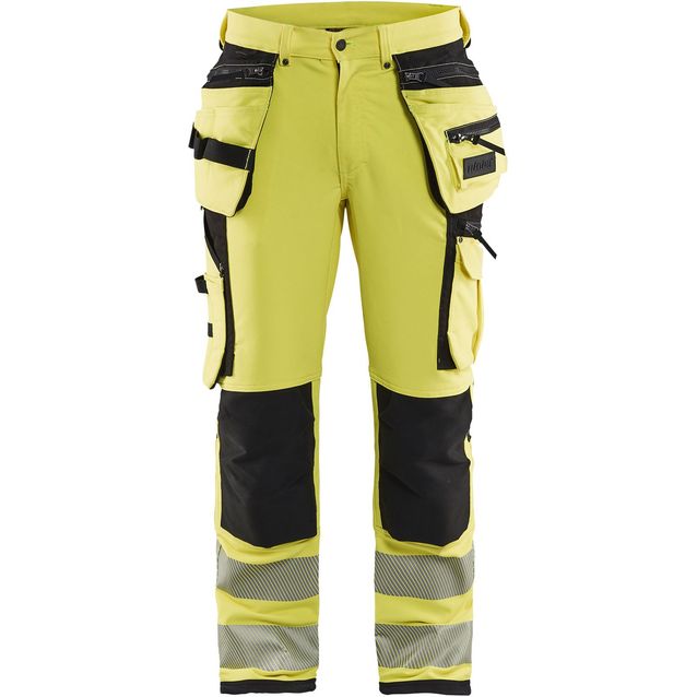 Riipputaskuhousut Blåkläder X1900 Highvis 1997, stretch, huomio keltainen/musta