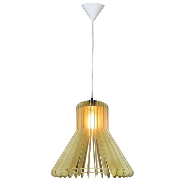 Riippuvalaisin FocusLight Laura E27 60W IP20 ø410x1600 mm puu valkoinen/puu