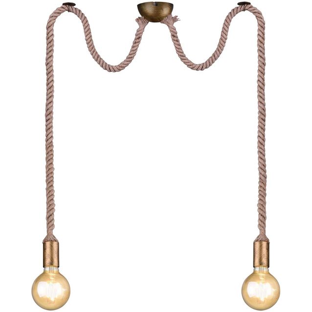 Riippuvalaisin Rope, Ø120x1500mm, kaksiosainen, antiikkimessinki