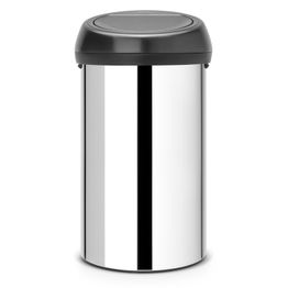Roska-astia Brabantia Touch Bin 60 L Brilliant Steel/musta kansi