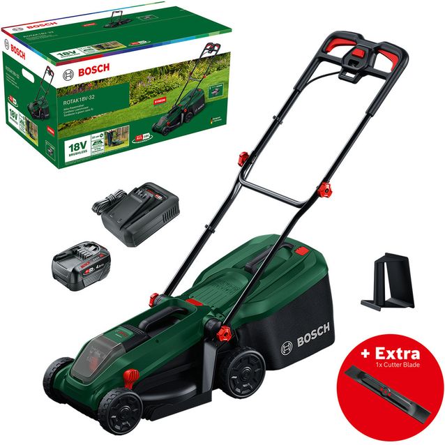 Akkuruohonleikkuri Bosch Rotak 18V-32 Set 18V 4,0 Ah akulla + varaterä