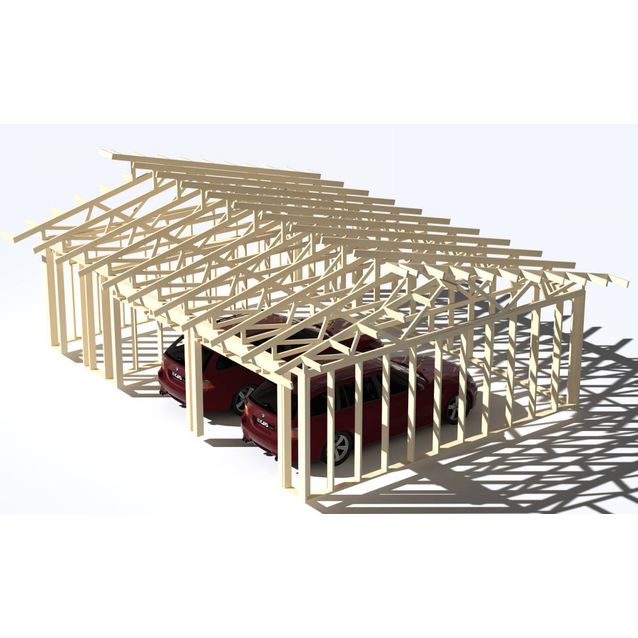 Havainnekuva kahden auton tallin runkopaketista