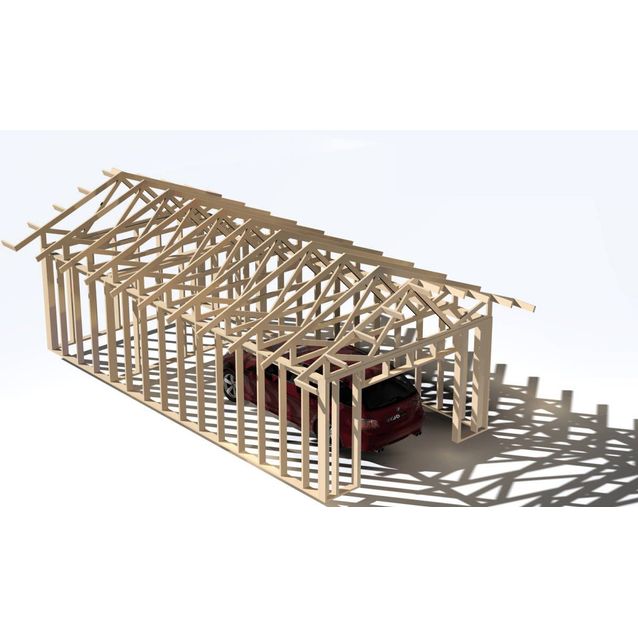 Havainnekuva yhden auton tallin runkopaketista