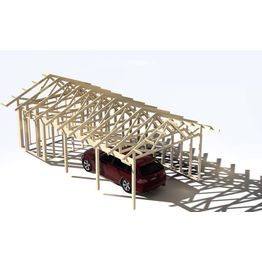 Runkopaketti yhden auton seinälliselle katokselle eristettävällä varastolla 11 m²