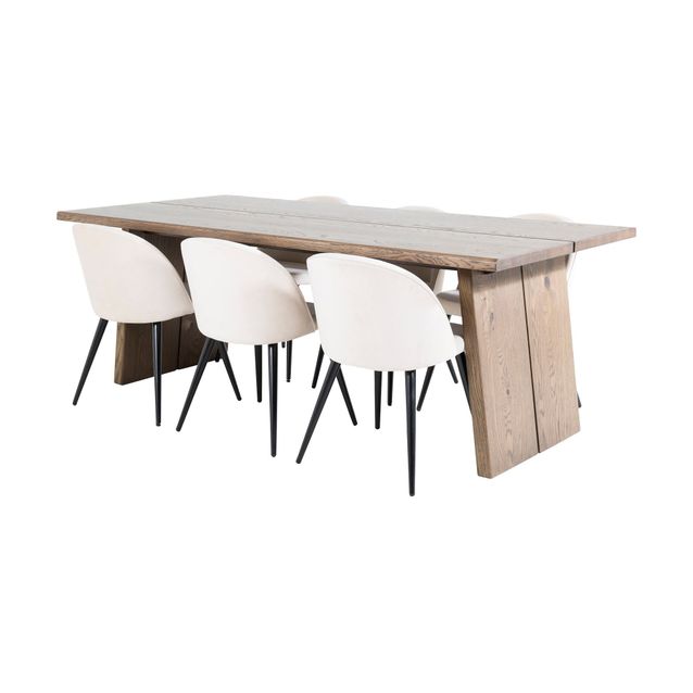 Ruokailuryhmä Bravalos, 210cm, 6 Luisa samettituolia, eri värivaihtoehtoja (RR210)