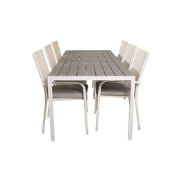 Ruokailuryhmä Buitepos, 6 Ariamab nojatuolia, harmaa/valkoinen (09801)