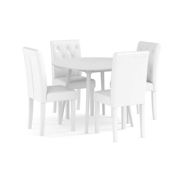 Ruokailuryhmä Carcea, Ø106cm, 4 Brunnevik tuolia, valkoinen (43708)