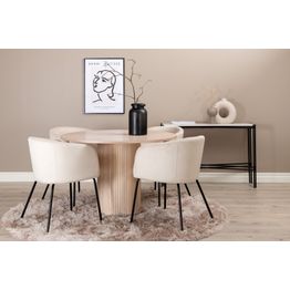 Ruokailuryhmä Cinaba, Ø100cm, 4 Beraid tuolia, beige/musta (23195)