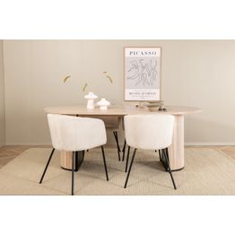 Ruokailuryhmä Cinaba, 200cm, soikea, 4 tuolia, beige/musta (23305)