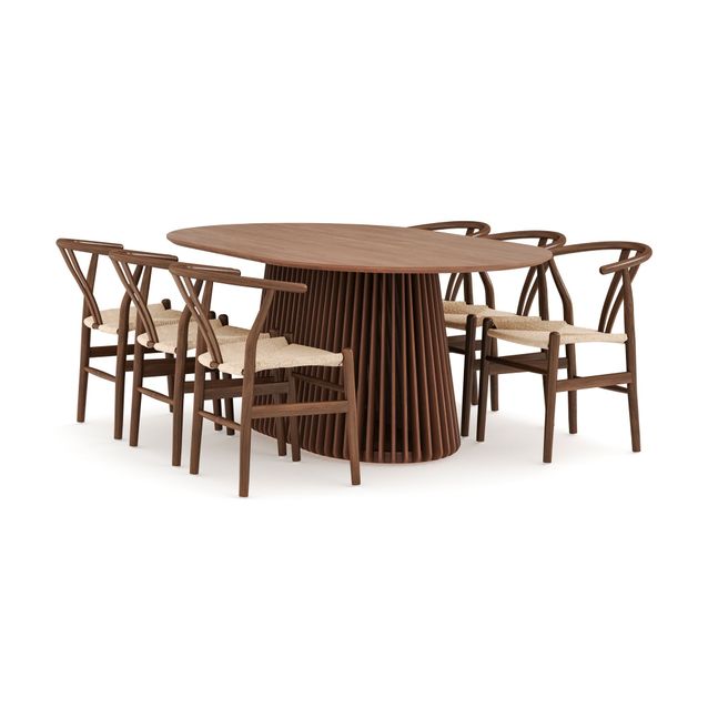 Ruokailuryhmä Gontas, 200cm ovaali, 6 Dezuid tuolia, eri värivaihtoehtoja (R200O)