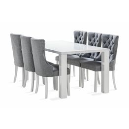 Ruokailuryhmä Jack, 180cm, 6 Lossmen tuolia, valkoinen (87957)