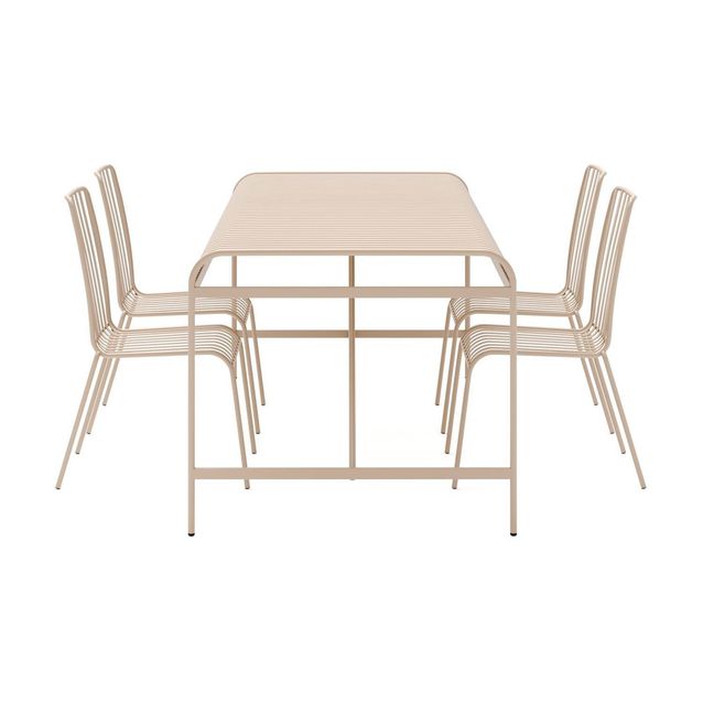 Ruokailuryhmä Jarva, 200cm, 4 tuolia, beige (01460)