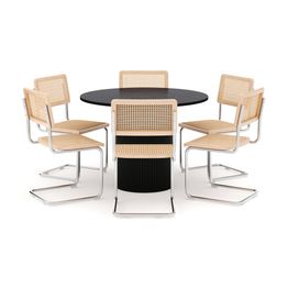 Ruokailuryhmä Kopparbo, 106cm, 6 Build-tuolia, musta (01663)