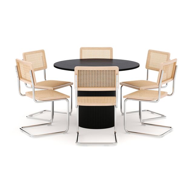 Ruokailuryhmä Kopparbo, 106cm, 6 Build-tuolia, musta (01663)