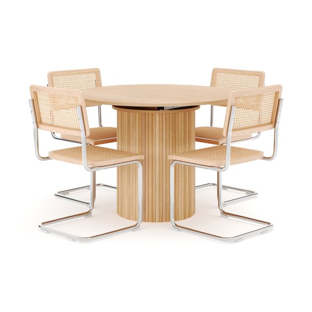 Ruokailuryhmä Kopparbo, Ø106cm, laajennettava, 4 tuolia, valkoinen (01686)