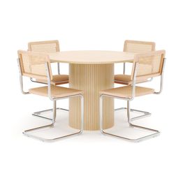 Ruokailuryhmä Kopparbo, 106cm pöytä, 4 Build tuolia, valkoinen (01683)