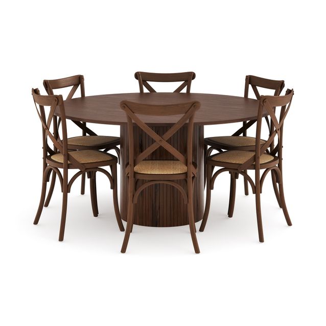 Ruokailuryhmä Kopparbo, 150cm, 6 Kalb ruokatuolia, ruskea (00726)