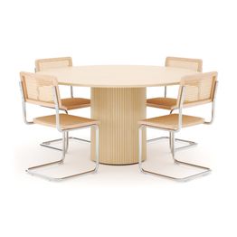 Ruokailuryhmä Kopparbo, 150cm pöytä, 4 Build tuolia, valkoinen (01713)