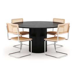 Ruokailuryhmä Kopparbo, 150cm pöytä ja 4 Build tuolia, musta (01668)