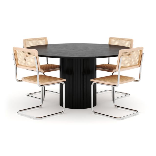 Ruokailuryhmä Kopparbo, 150cm pöytä ja 4 Build tuolia, musta (01668)