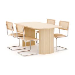 Ruokailuryhmä Kopparbo, 160cm pöytä + 4 Build tuolia, valkoinen (01705)