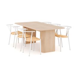 Ruokailuryhmä Kopparbo, 200-260cm, jatkettava, 6 Elysia ruokatuolia, beige (00733)