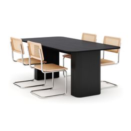 Ruokailuryhmä Kopparbo, 200-260cm, laajennettava, 4 tuolia, musta (01709)