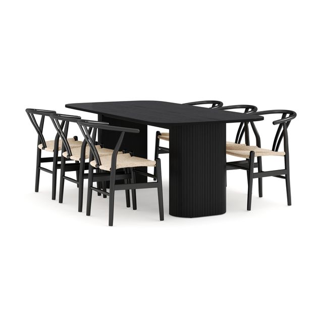 Ruokailuryhmä Kopparbo, 200cm, 6 Dezuid tuolia, musta (00121)